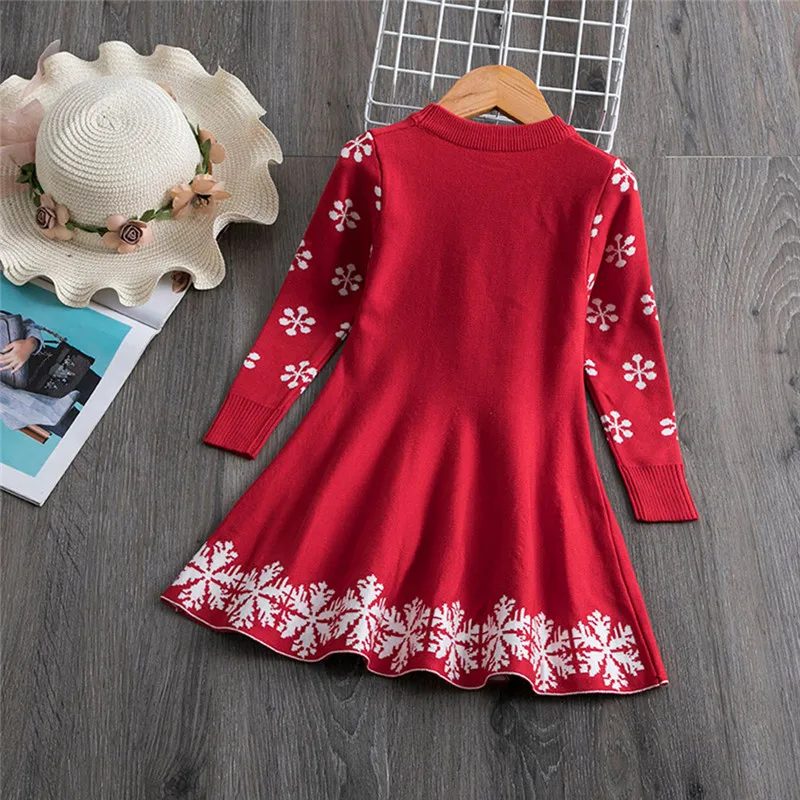 Рождественская Одежда для девочек зимнее вязаное платье с рождественским оленем для маленьких девочек+ повязка на голову vestido robe fille#2O30