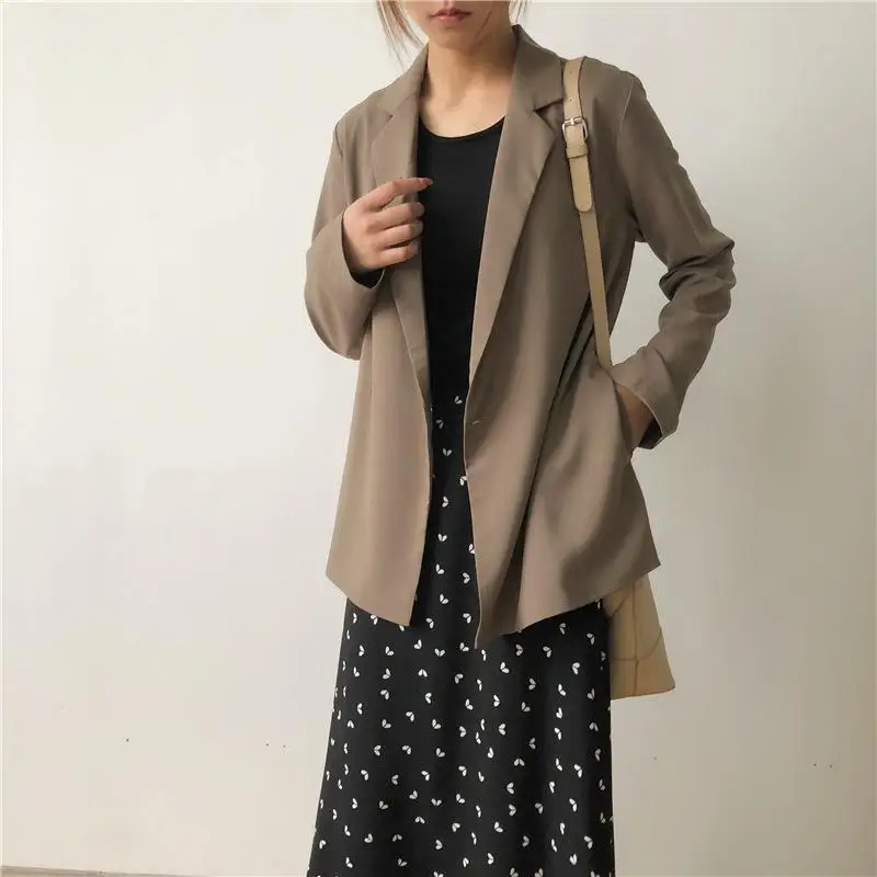 

2019 Autumn Classic Women Jacket Blazer Notched Collar Female Suits Coat Fashion Female Retro Casual Outwear Tops OL Office Wear