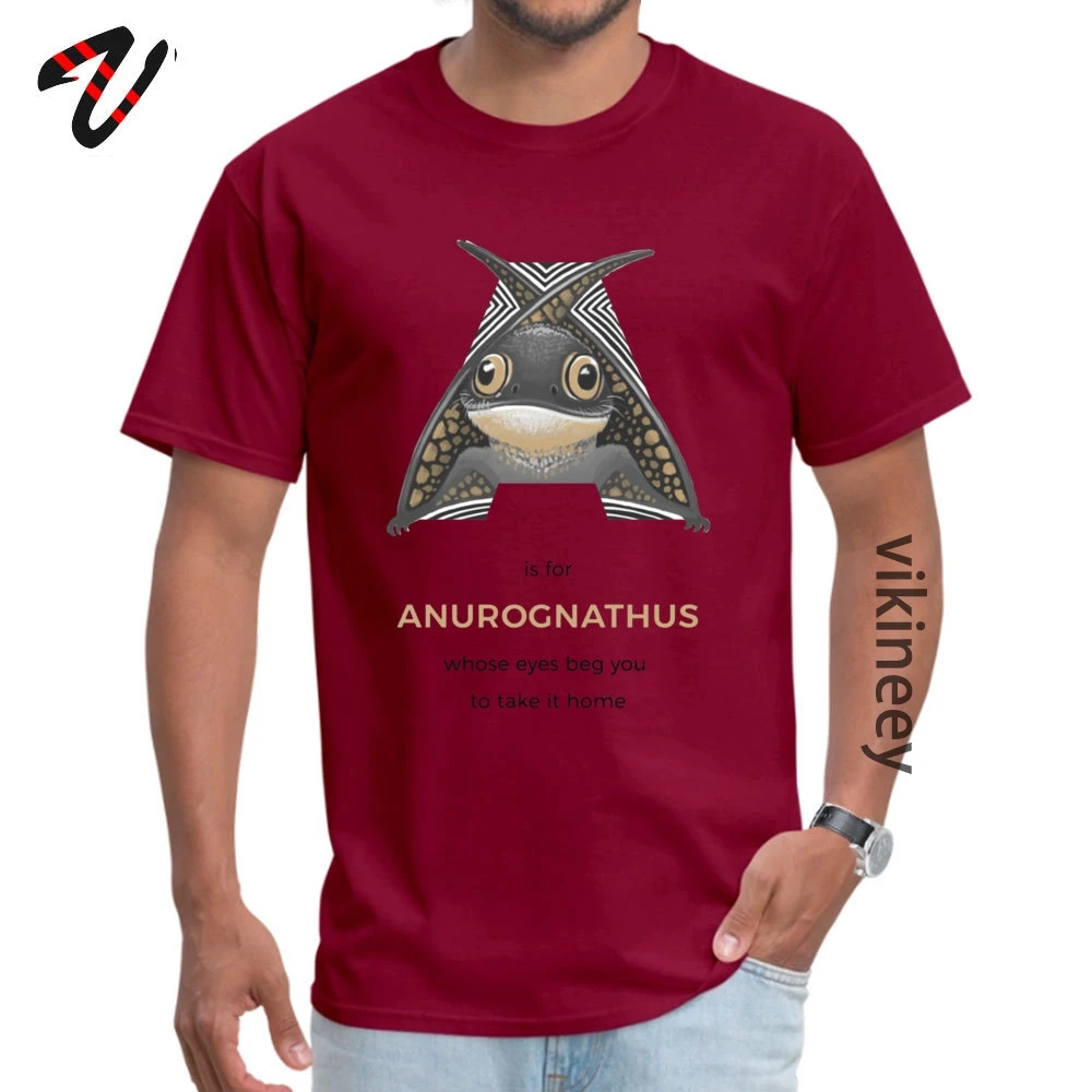 A is for Anurognathus Hip hop T-shirts for Men 100% Cotton Summer Tops Tees Tee-Shirts Short Sleeve Fashionable Round Neck A is for Anurognathus 2779 maroon