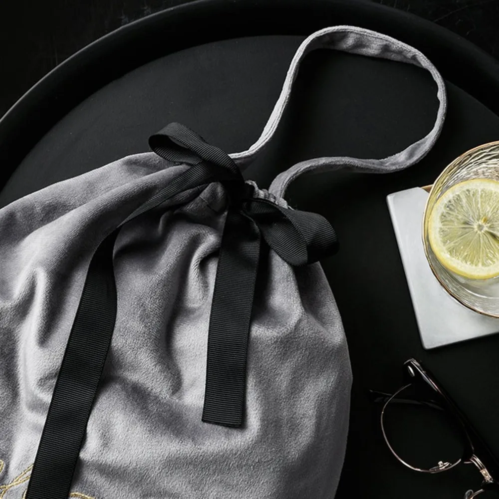 Нордическая бархатная сумка для хранения с карманом на шнурке, сумка для хранения одежды, дорожная сумка для хранения нижнего белья, небольшая сумка для отделки