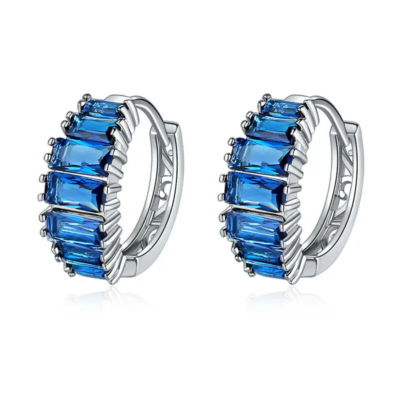 Dark Blue CiNily Нежный белый серебряный серьги для женщин Свадебная вечеринка серьги-кольца ювелирные изделия подарок FH8945 - Окраска металла: Dark Blue