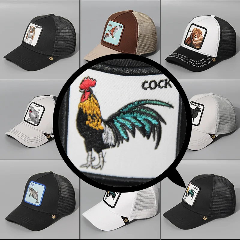 

New Fashion Baseball Cap Women Men Breathable Mesh Caps Unisex Snapback Hat Embroidery Animals Hip Hop Hat Bone
