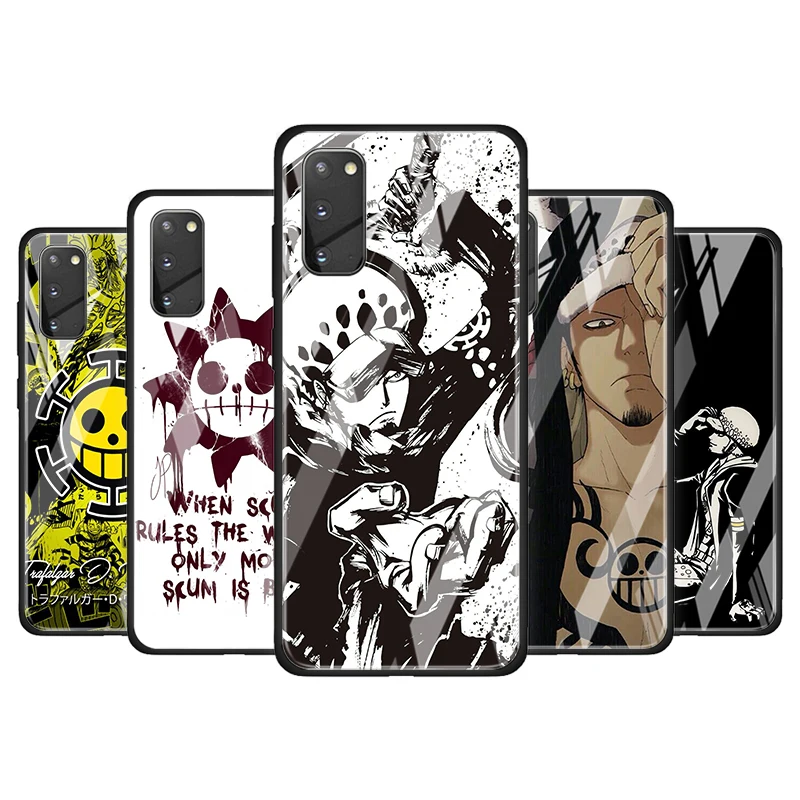 Чехол для телефона из закаленного стекла с аниме Trafalgar Law Sign Samsung Galaxy S20 S10 S9 S8 S10E FE