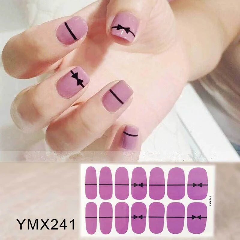 YMX241 Lamemoria YMX242 твердый блестящий дизайн ногтей наклейки-лак клей полный ногтей наклейки декоративный Маникюр Инструменты - Цвет: YMX241