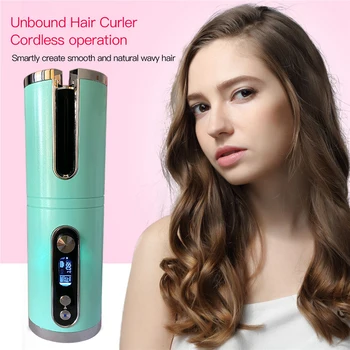 

Cordless Automatic Hair Curler Curling Iron USB Rechargeable Auto Air Curler for Curls Waves LCD Display Ceramic Curly Hair