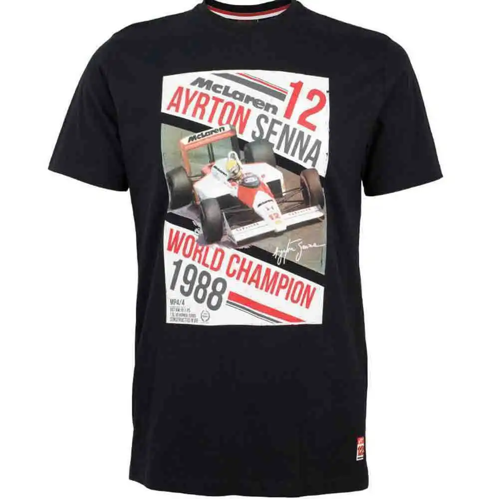 Ayrton Senna 1988 Mclaren World чемпионы черная футболка большой Td095 Ll 03 | Мужская одежда