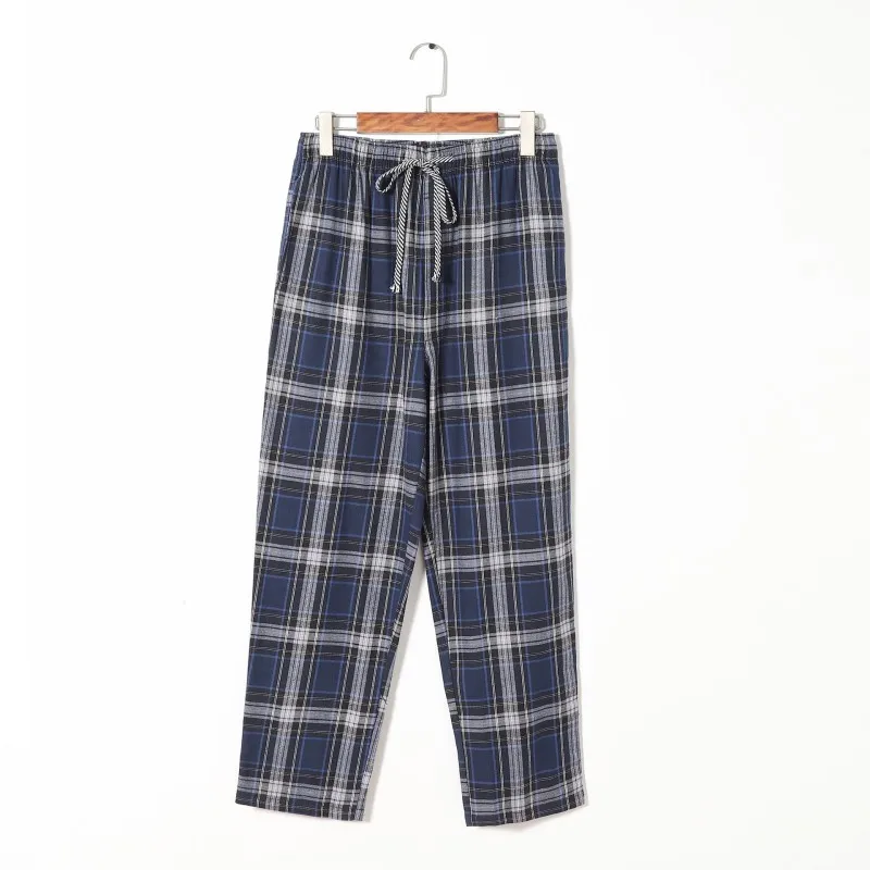 Autumn Winter Men 100% Cotton Flannel sleep bottoms Male Thicken Warm nighty trousers Men Casual Plaid pajama pants S-XXL 100KGS black silk pajamas