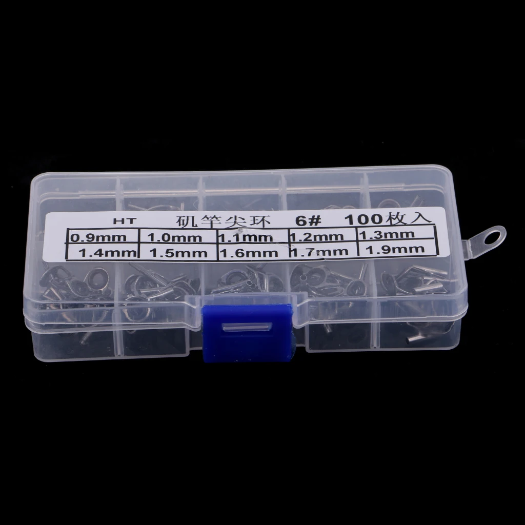 

100Pcs Fishing Rod Guides Ring DIY Repair Kit Ceramic Ring Top Tip With Box