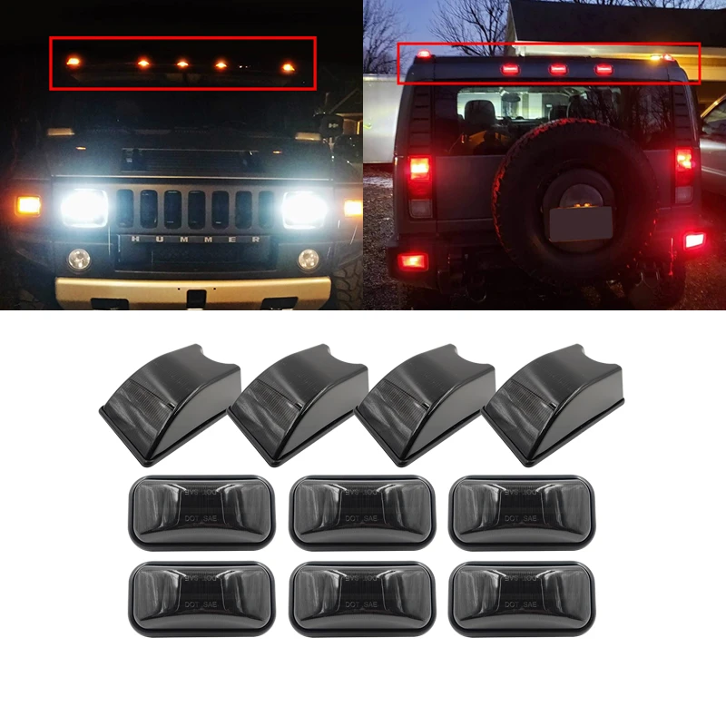 10PCs Smoked LED Cab Roof Light Kit For Hummer H2 2003 2009 H2 SUT 2005