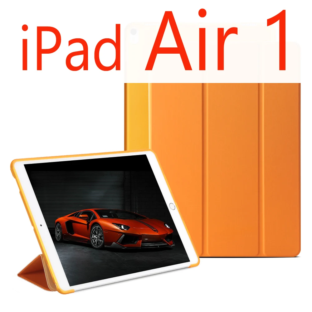 Для iPad Air 2 Air 1 чехол iPad чехол Funda ультра тонкий из искусственной кожи силиконовый жесткий чехол для iPad 9,7 6th поколения чехол - Цвет: Orange for Air 1