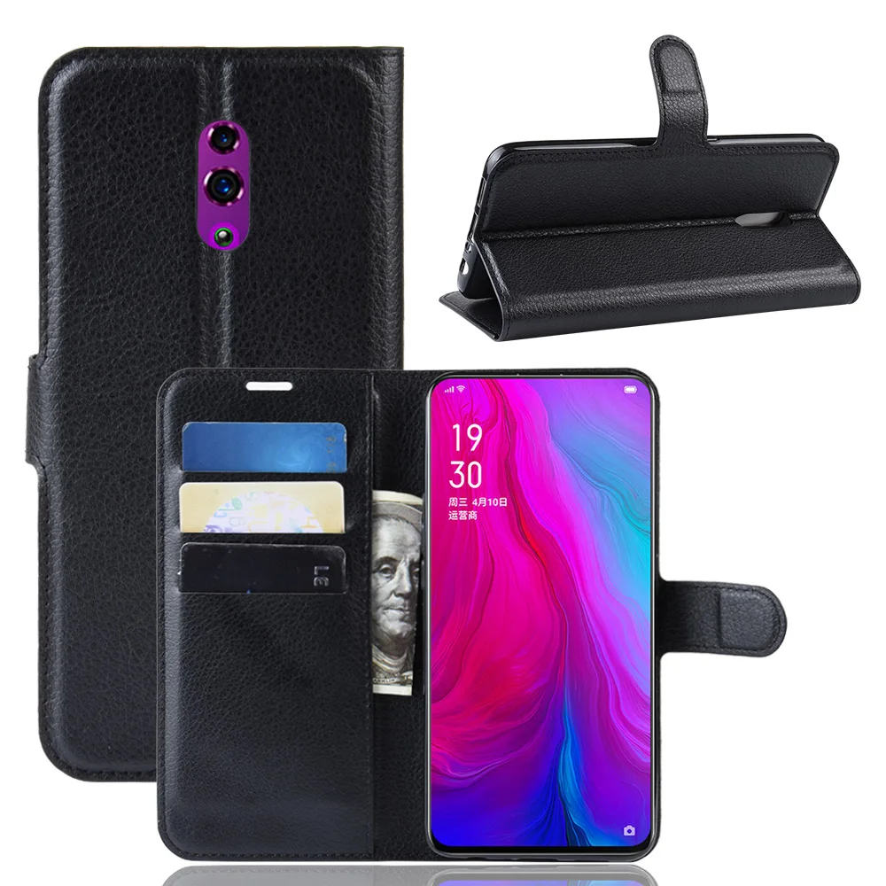 6.4 Case for OPPO Reno (2019) Cover Wallet Card Stent Book Style Flip  Leather Protect Cases black Reno1 PCAM00 PCAT00 CPH1917