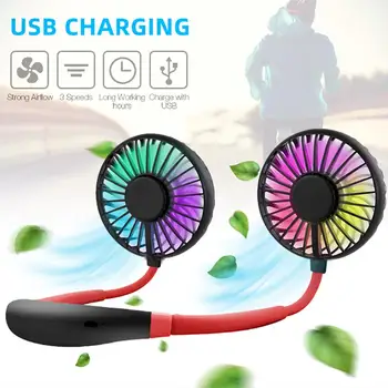 

Portable 2000 mAre USB Mini Fan Neck Fan Rechargeable Small Portable Sports Fan light Usb Desk Hand Air Conditioner cooler