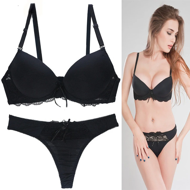 New Big Size Bra Set 34/75 36/80 38/85 40/90 42/95 B C D E cup Push Up Basic bra Women T-Shirt Bra Panty Sets Plus Size womens underwear sets Bra & Brief Sets