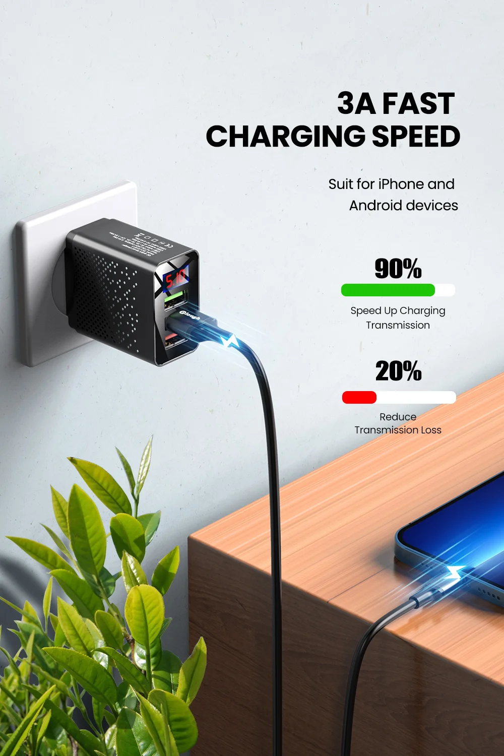 65w usb c charger Elough 30W USB Charger Quick Charge 3.0 Fast Charger For iPhone 13 12 11 Samsung Xiaomi 3A Digital Display Mobile Phone Chargers baseus 65w