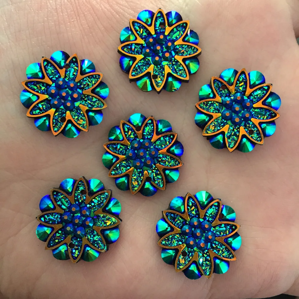 AB Resin 18mm Flower Rhinestone Flatback Wedding Decoration 2 Hole Buttons D605*5 | Дом и сад