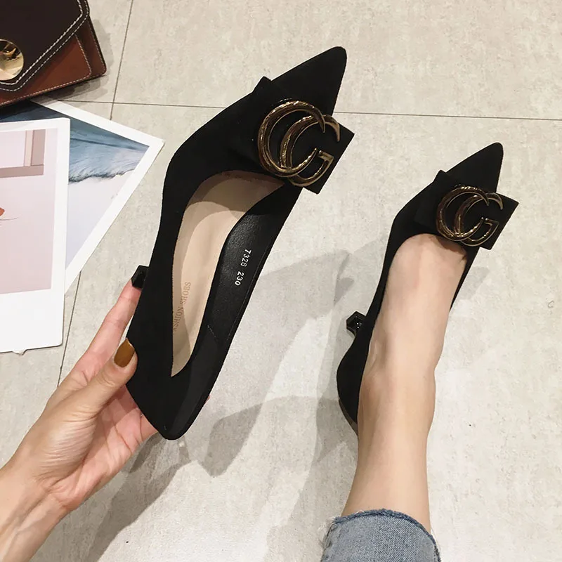 

2019 fashion trend small fresh high heels wild fine with Korean version of shallow mouth pointed single shoes women