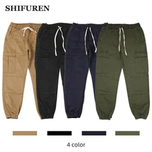 SHIFUREN, хлопковые комбинезоны, мужские брюки-карго с несколькими карманами, военные брюки, свободные, с эластичной резинкой на талии, мужские повседневные штаны для бега, Pantalon, Homme