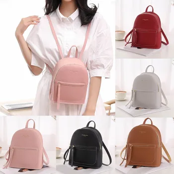 

Lady Shoulders Small Backpack Fashion Letter Purse Mobile Phone Backpack High Quality Canvas School Pack Bag ##8