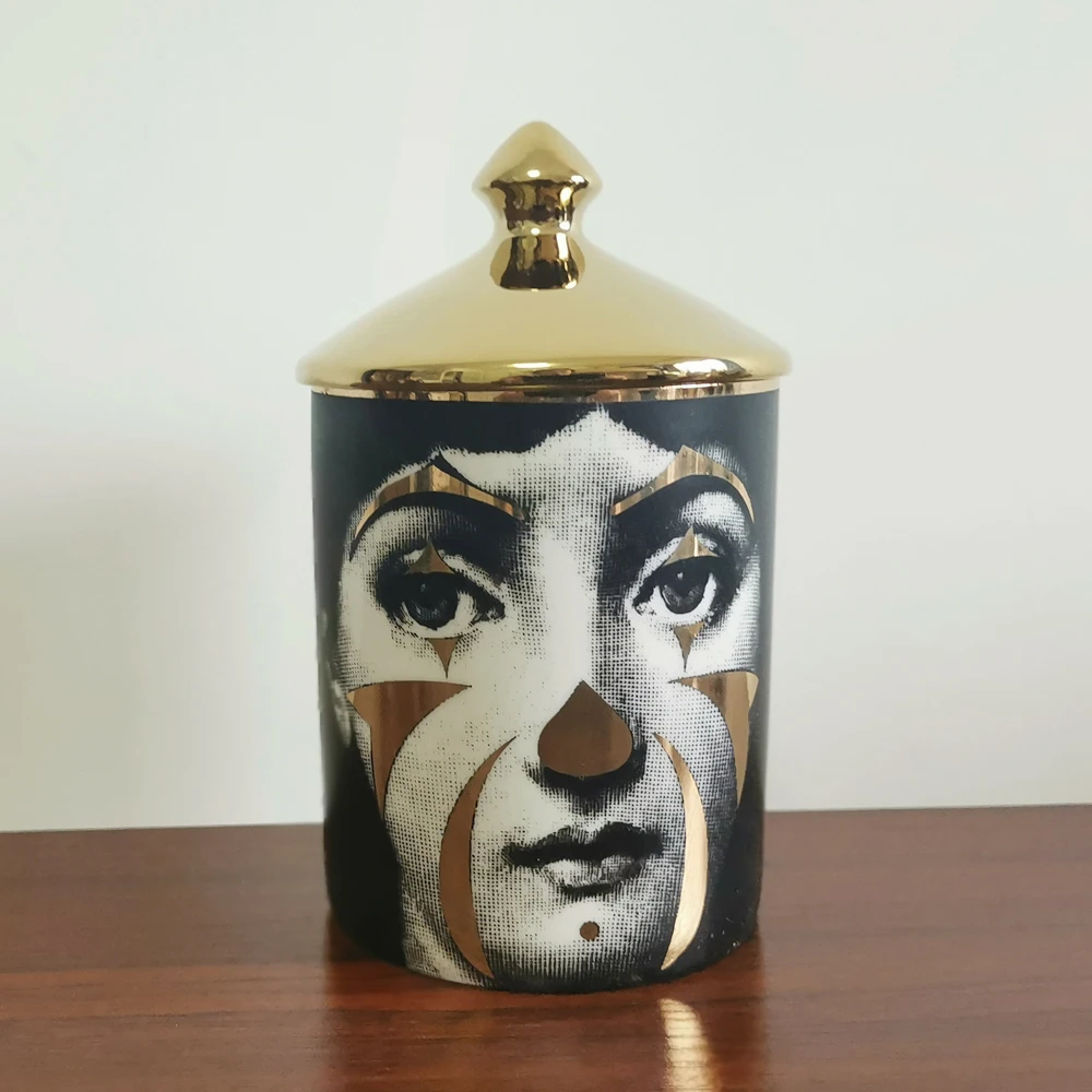 Ретро Золотая версия Fornasetti подсвечник Керамическая свеча подсвечник Lina лицо украшение баночки для хранения домашнего рабочего стола украшение