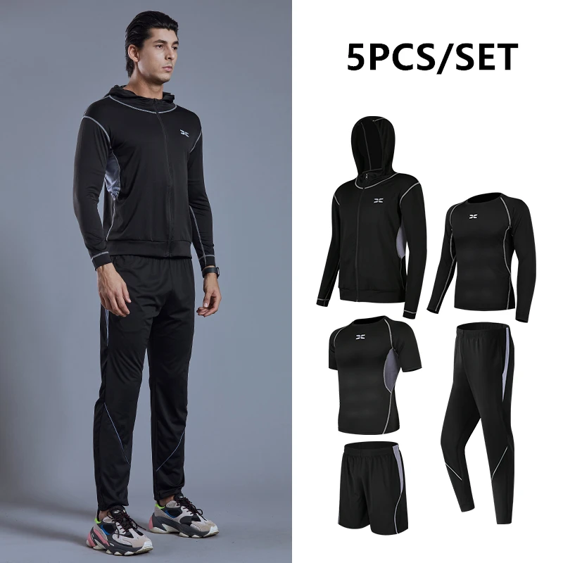 mint様　日本スポーツ協会　アスレティックトレーナーセット Quick Dry Running Set Men 6pcs/Set Sports Tights Wear