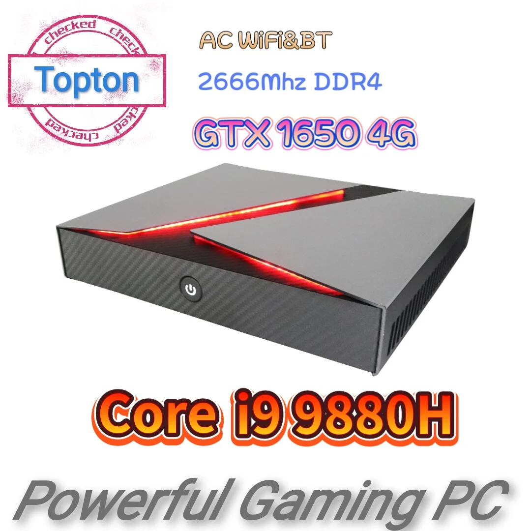 Mini Gaming PC, Intel I9-9880H(up to 4.8GHz) 8C/16T GTX1650 NVIDIA Mini PC  32GB DDR4 1TB NVMe SSD RGB Lights Desktop Computer Windows 11 Pro, 2X HDMI