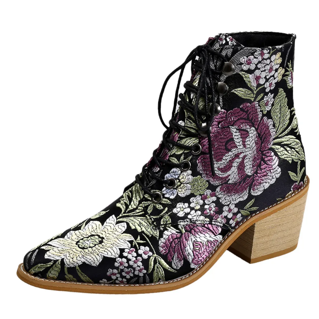 Винтажные женские полуботинки в богемном стиле модные тканевые ботинки на