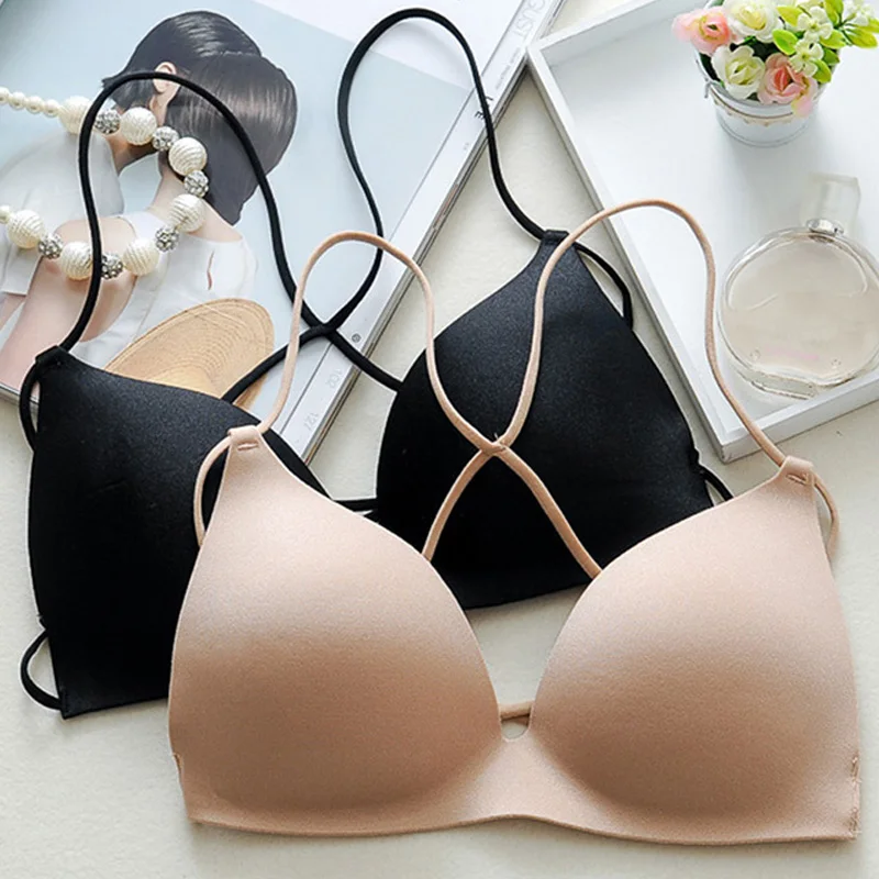 Бесшовный бюстгальтер без косточек, нижнее белье, женское нижнее белье, женское сексуальное дышащее нижнее белье с глубоким вырезом, бюстгальтер с перекрестными чашечками пуш-ап, жилет