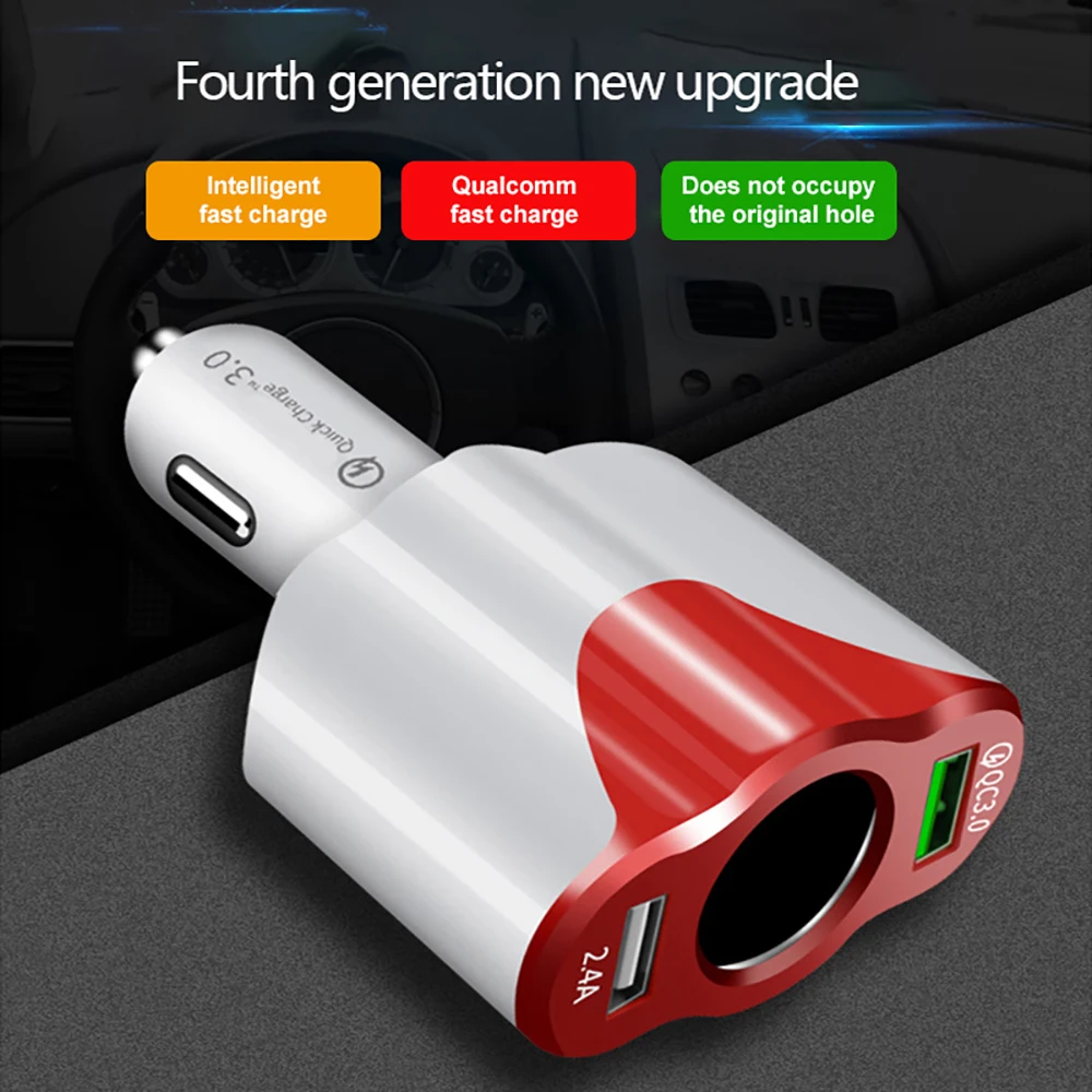 Многофункциональный QC3.0 автомобиля Зарядное устройство Dual USB Автомобильное зарядное устройство прикуривателя адаптер с цифровым Дисплей 12/24V 2 в 1 разъем универсальный Зарядное устройство