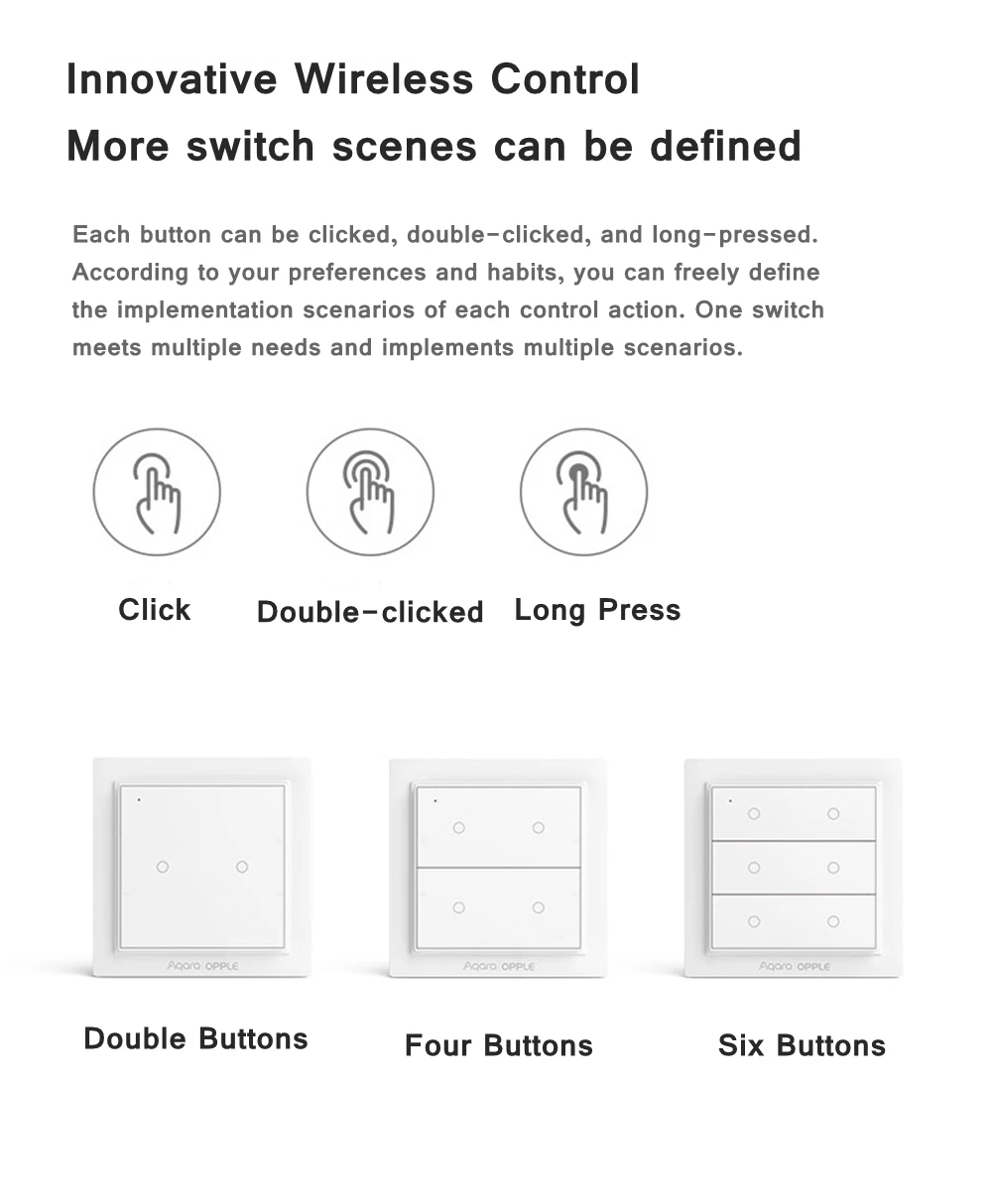 Aqara Opple Wireless Switch Magnetic Smart Light Switch App Control Wireless Wall Switch No Wiring Required for Mihome Mijia App