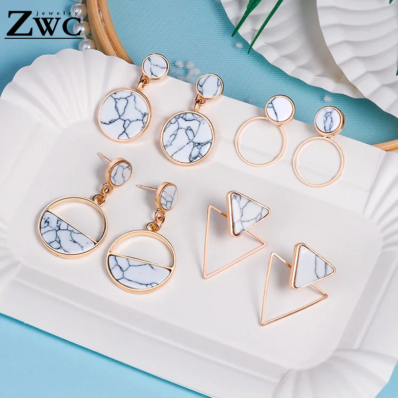 ZWC, модные, в стиле панк, треугольные, круглые, геометрические, искусственный камень, висячие серьги для женщин, винтажные акриловые серьги, ювелирные изделия, brincos