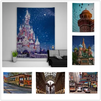 

Castle Building Street Retro Tapestry Art Wall Hanging Sofa Table Bed Cover Home Decor Dorm Gift