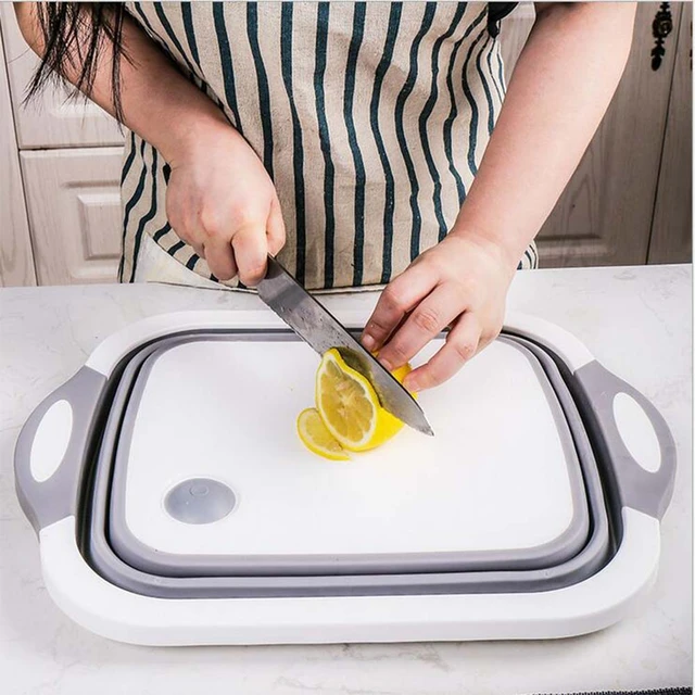 Folding Silicone Cutting Board Multifunctional Collapsible Sink Drain  Basket Washable Vegetables Strainer Kitchen Organizer