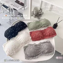 

Korean Style Cotton Underwear Sexy Lace Bra Tube Tops Fashion Push Up Comfort Underwear Girl Strapless Tank Up Female Lingerie