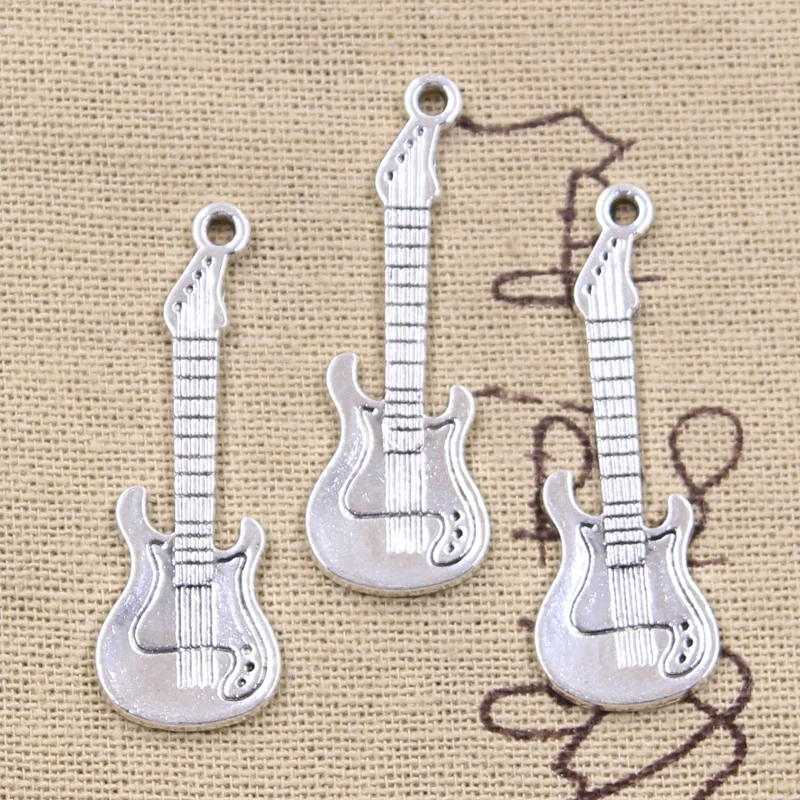 

8pcs Charms Musical Electic Guitar 41x14mm Antique Silver Color Plated Pendants Making DIY Handmade Tibetan Finding Jewelry