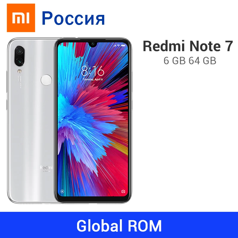 Смартфон Redmi Note 7 глобальной прошивки 6 ГБ ОЗУ 64 ПЗУ камера 48 Мп+12 Мп 4000 мАч