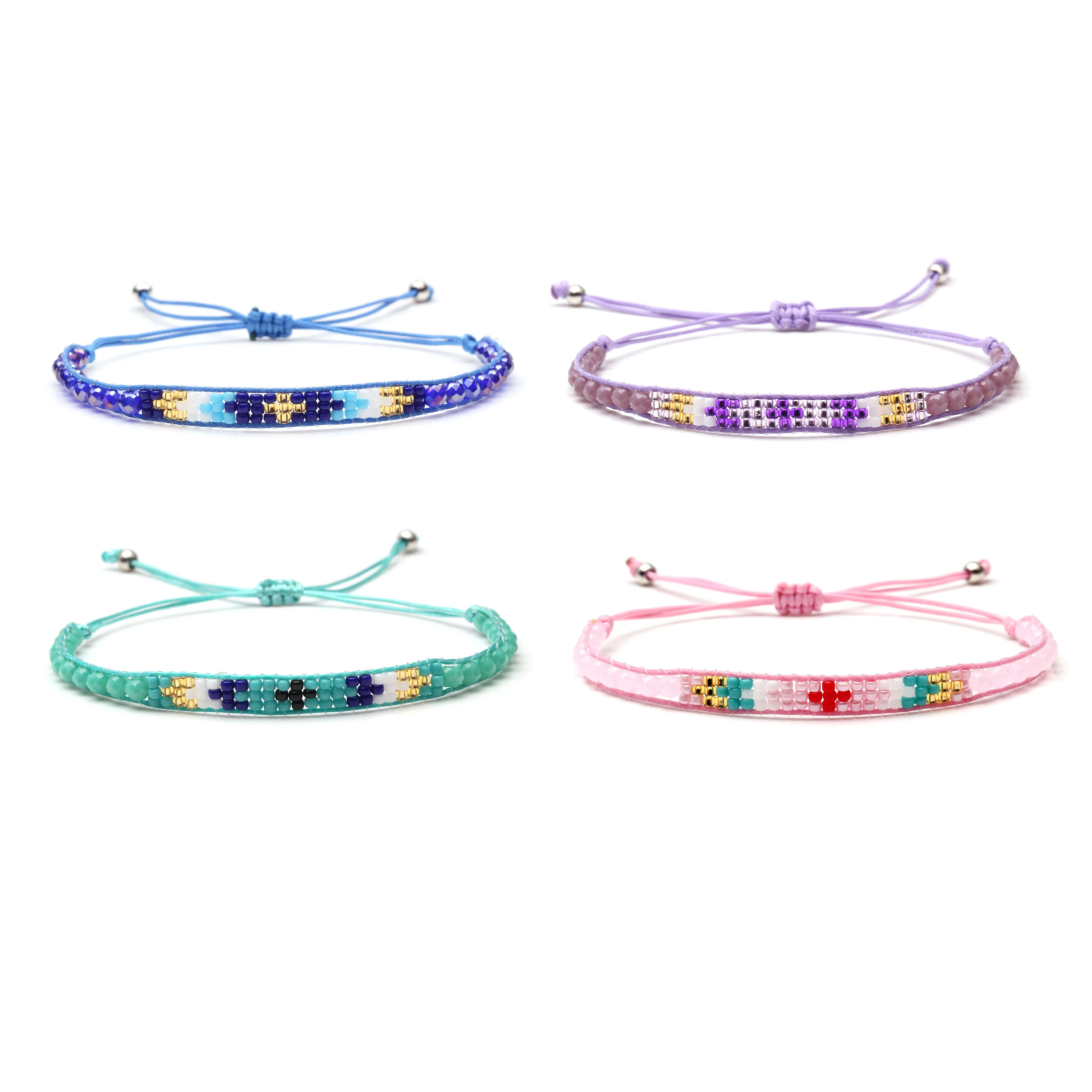 Boho Miyuki стеклянные бусины кристалл крест унисекс синяя розовая зеленая белая