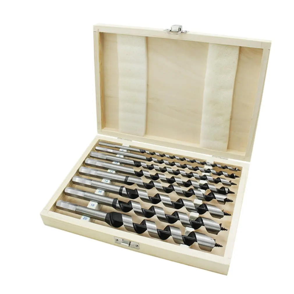 

Woodworking Support Drill Bit Set Hex Handle Long Twist Drill High Carbon Steel Woodworking Reaming Eye Box 8Pc Set