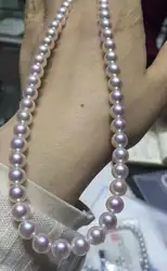 Elegant8.5-9 мм пресноводный круглый AKOYA белый жемчуг ожерелье 18 дюймов 925 серебро