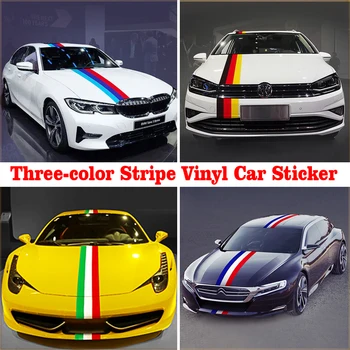 

1pcs1m Three-color Stripe Vinyl Car Sticker Decal Germany Italy French Flag Roof Hood Tape For BMW New 1 2 3 4 5 6 7 series