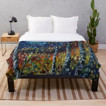 

Moonlight Sonata With Aspen Trees Paltte Kni Throw Blanket Soft Sherpa Blanket Bed Sheet Single Knee Blanket Office Nap Blanket
