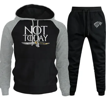 

Not Today Mens Hooded Autumn New Game Of Thrones Streetwear Raglan Hip Hop Hoodie Men Fleece Suit Sweatshirt+ Pants 2 Piece Set