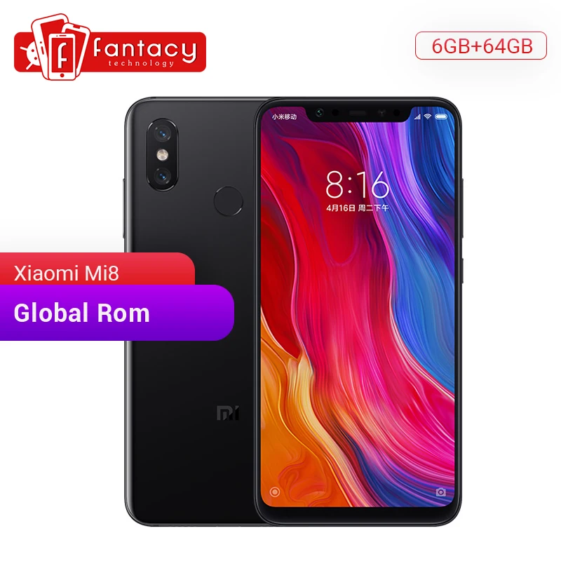 

Global Rom Xiaomi Mi 8 6GB 128GB Snapdragon 845 Octa Core 6.21" 1080P AMOLED Full Screen Smartphone Dual Camera 20MP