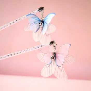 

Pink Blue Cat Teaser Toys Interactive Shell Bell Butterfly Cat Teaser Wand Toy Cat Exercise Toy Interactive Tools Pet Supplies