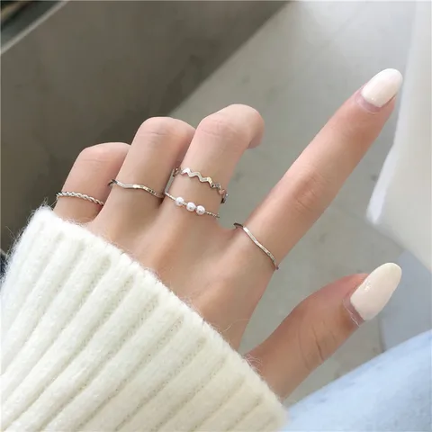 Silver Color Rings For Women Fashion Girl Gold Metal Ring Set Engagement Wedding Casual Party Gift Punk Boho 2021 Jewelry