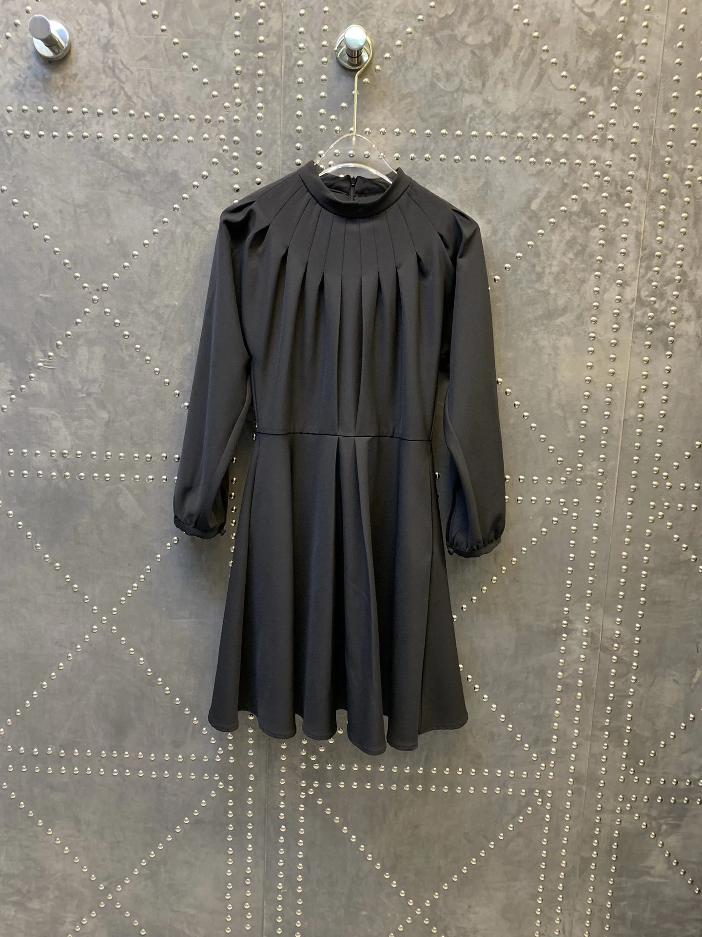 Новое Женское модное плиссированное платье с длинным рукавом и круглым вырезом и боковыми карманами 1207
