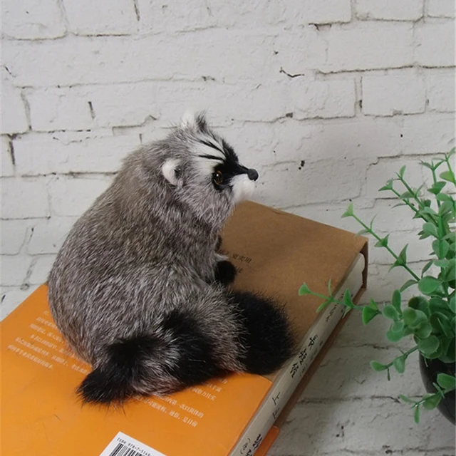 Simulation 3D Raccoon Furry Animal Model Toy Art Craft Desktop Decor Photo Props 5