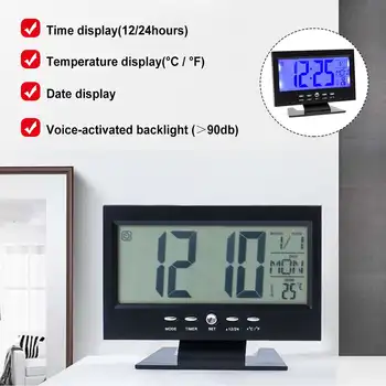 

Digital Alarm Clock LED Clock Multifunction Snooze Display Time Night LCD Light Snooze Backlight Timer Temperature Table Desktop