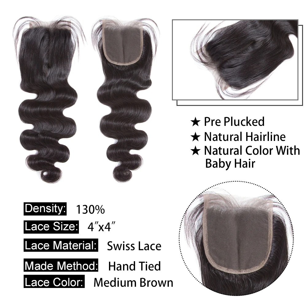 com fechamento fechamento do laço remy extensão do cabelo humano