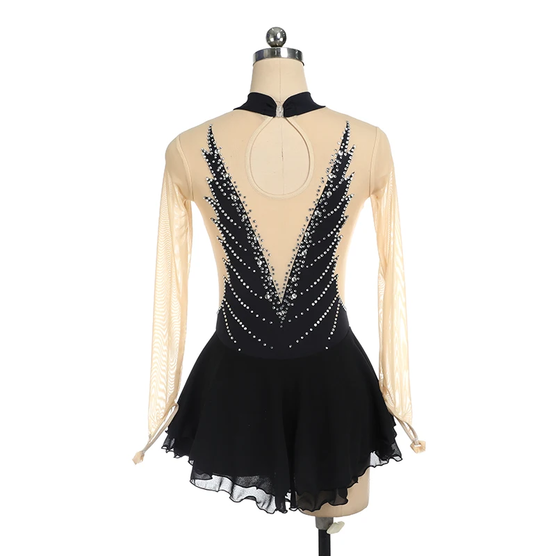 Nasinaya Figure Skating Competition Dress Women's Children's Rhythmic Gymnastics Performance V-neck Black Dress