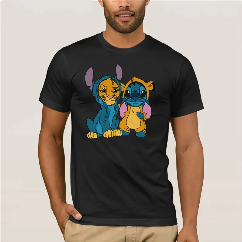 2019 брендовая мужская футболка Simba And Stitch Best Friend модная летняя с коротким рукавом |